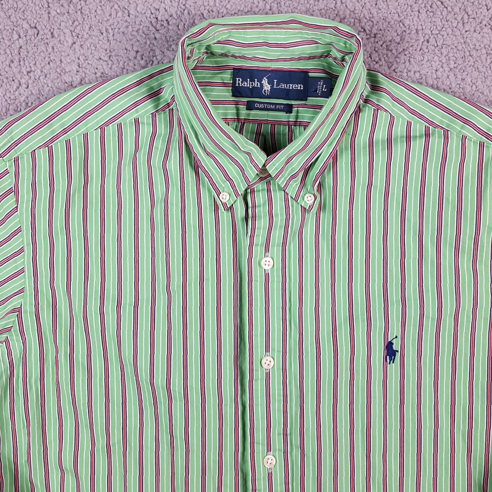 Ralph Lauren VINTAGE Ralph Lauren Men’s Button-Up Shirt Cotton Green Striped 90s Y2K Preppy Collared Large Size US L / EU 52-54 / 3 - 2 Thumbnail