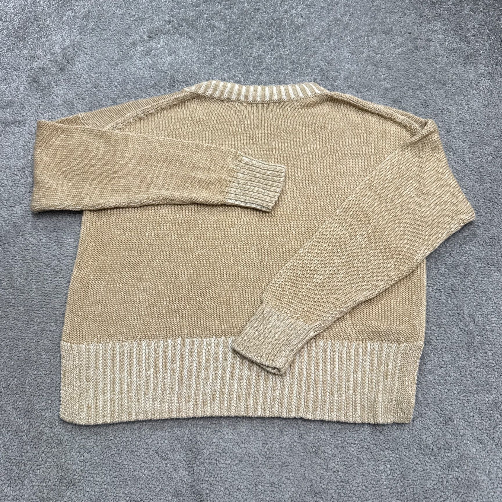 J.Crew J.Crew Pullover Sweater Womens XS Tan Beige Marled Crew Neck Knit Stretch - Classic Casual Knitwear XS Beige Womens Size XS / US 0-2 / IT 36-38 - 2 Thumbnail