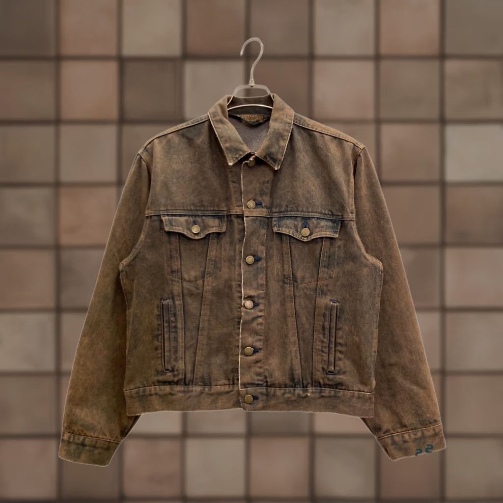 Vintage EXPRESSIONS Denim Jacket Men Size M Brown Jacket Size US M / EU 48-50 / 2 - 1 Thumbnail