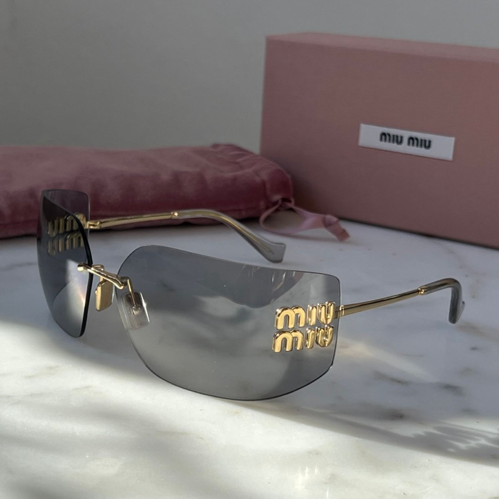 Miu Miu NEW Miu Miu MU54YS Grey Mask Sunglasses Size ONE SIZE - 7 Thumbnail