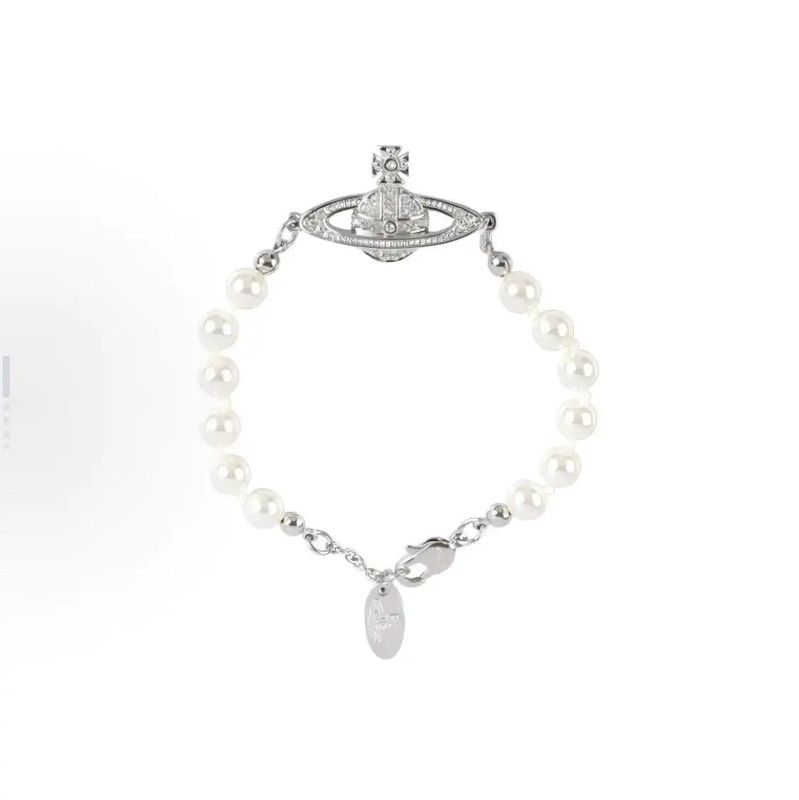 Vivienne Westwood Vivienne Westwood Silver Pearl Alloy Bracelet 0089 Size ONE SIZE - 1 Thumbnail