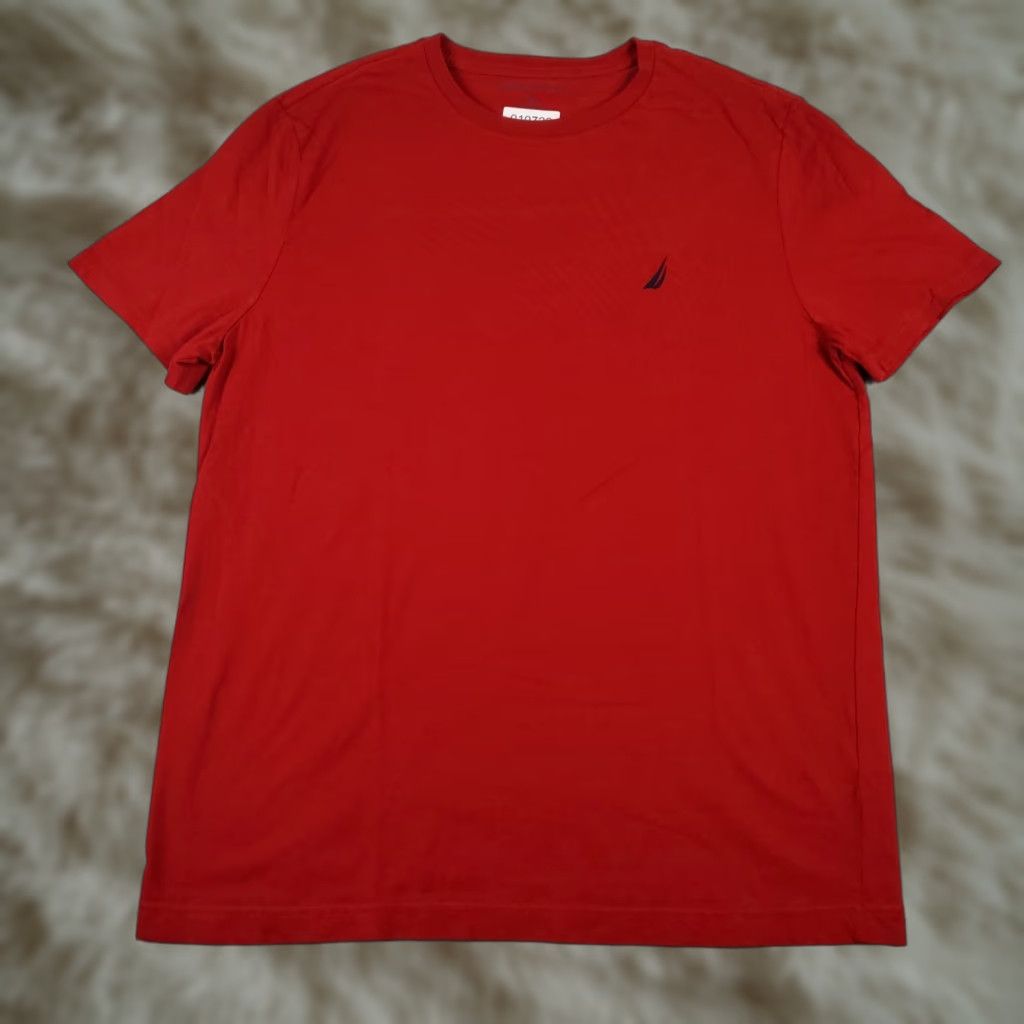 Nautica Nautica T Shirt Mens XL Red Short Sleeve Crew Neck Cotton Logo Casual Adult Size US XL / EU 56 / 4 - 1 Thumbnail