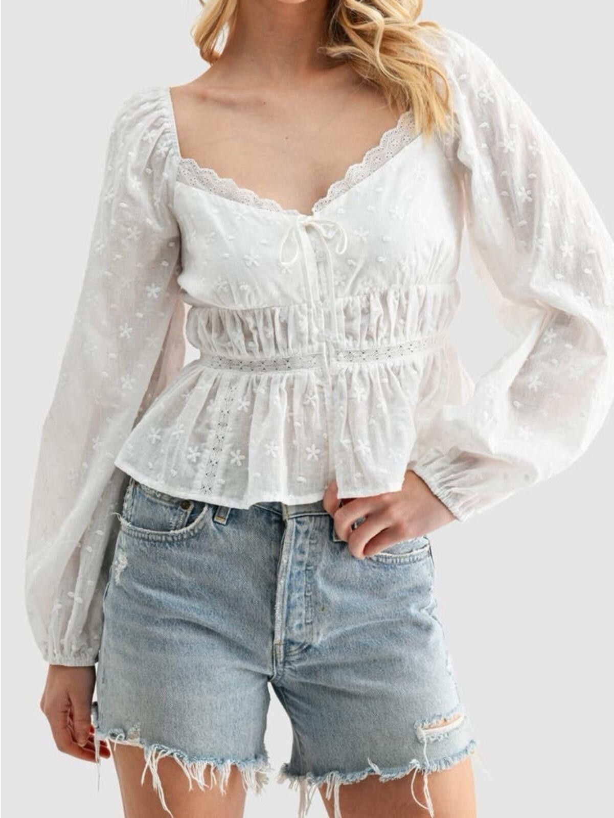 Other NWOT Embroidered Long Sleeve Peplum Top Size S / US 4 / IT 40 - 1 Thumbnail