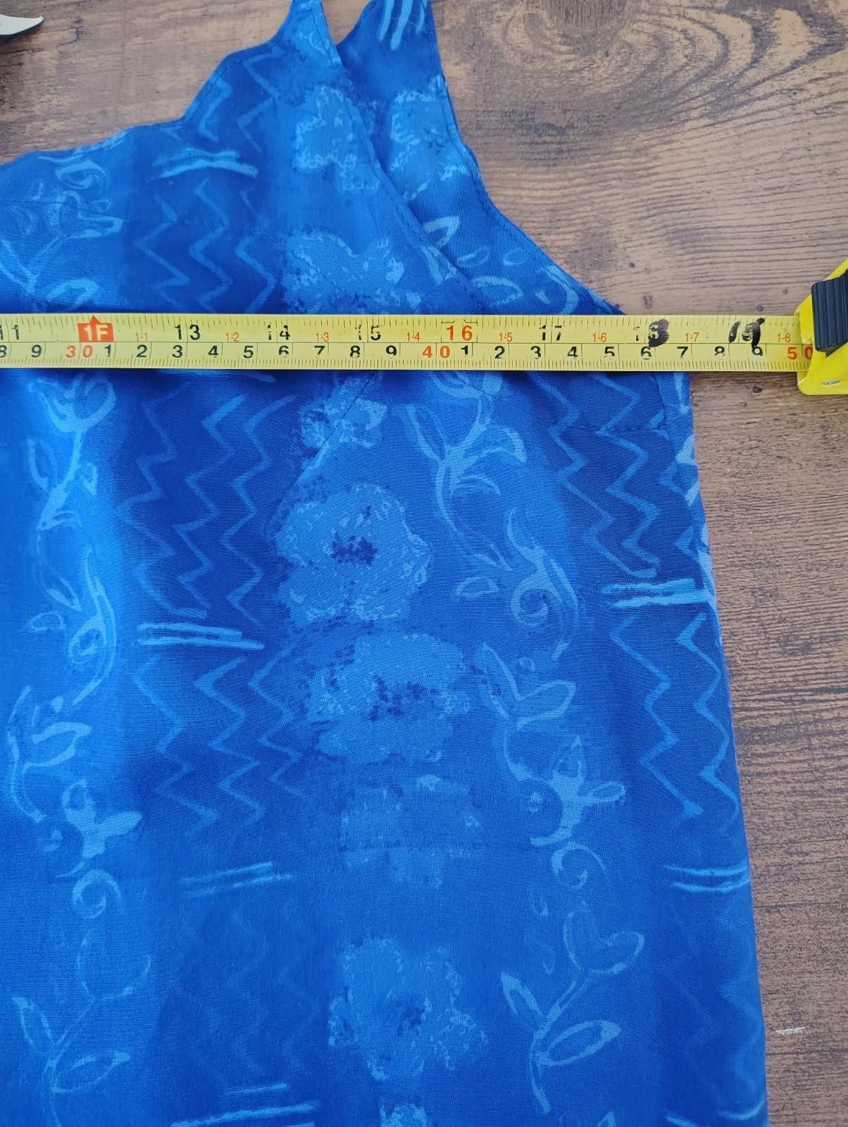 Designer Blue Floral Top Far Away Rayon Summer Spring Adjustable Size L / US 10 / IT 46 - 5 Thumbnail