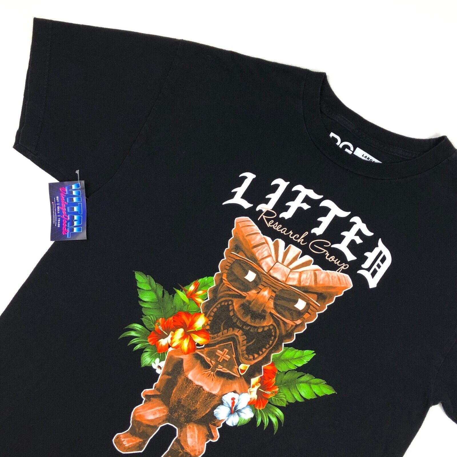 LRG × Vintage LRG Standard Fit Tiki Head Logo Black Tee T Shirt Large L B3 Size US L / EU 52-54 / 3 - 2 Thumbnail