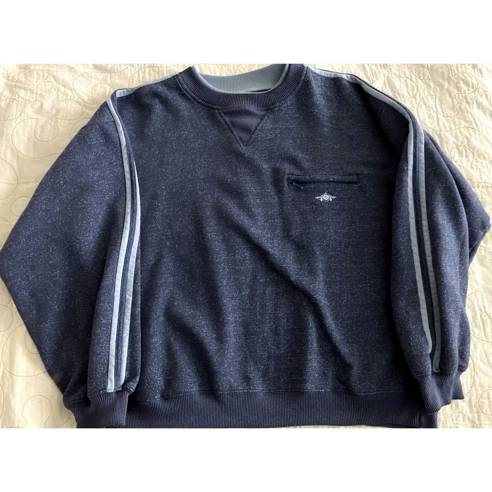 Vintage VINTAGE Greenline International Sweater Mens Size L Blue Striped Zip Pocket Pullover Pockets Shirts Size US L / EU 52-54 / 3 - 3 Thumbnail