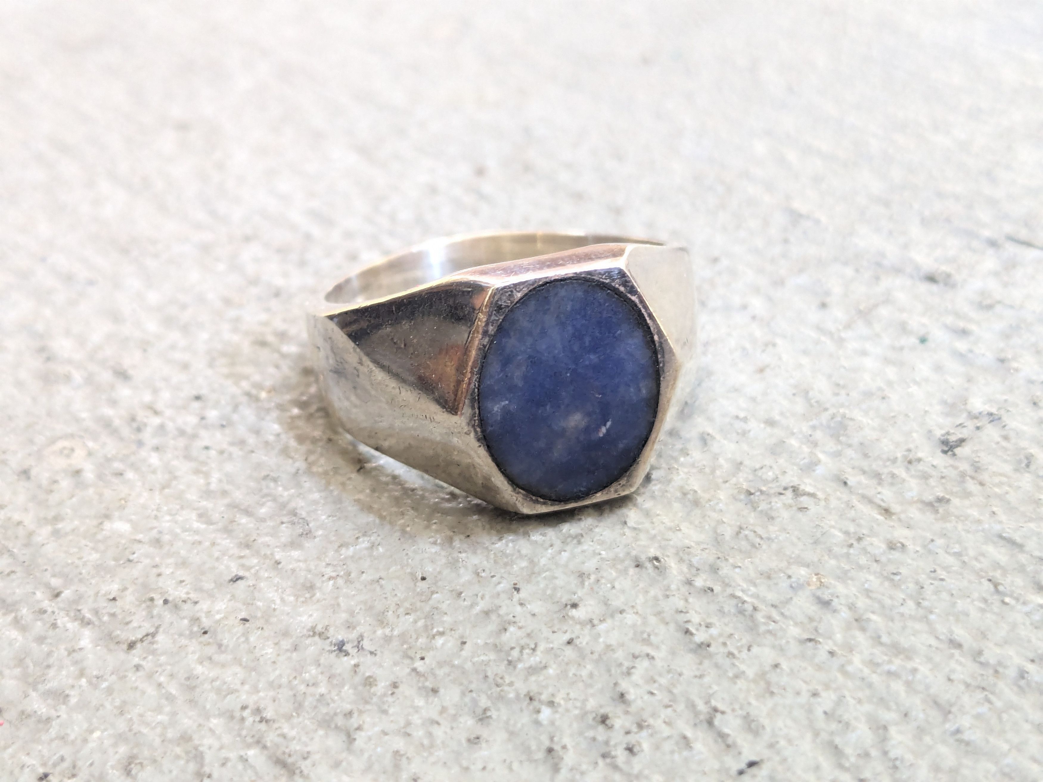Vintage Vintage Sterling Silver Ring Blue Sodalite Oval 13.5 Mexico Size ONE SIZE - 1 Thumbnail