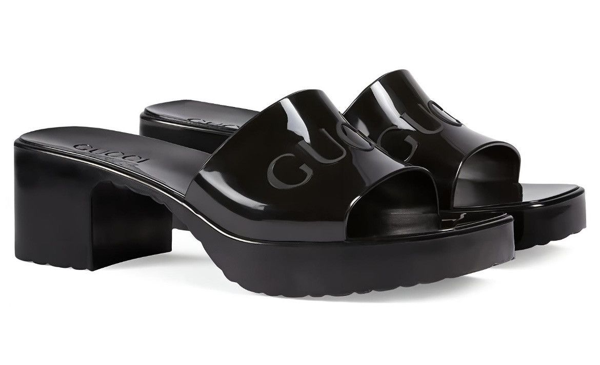 Gucci Gucci 60mm Slide Rubber Sandals Black Size US 9 / IT 39 - 1 Thumbnail