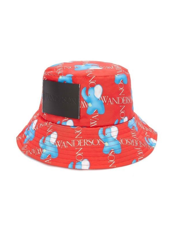 JW Anderson o1mle1124 Size:58 / Bucket Hat in Red Elephant Grid Size ONE SIZE - 2 Thumbnail