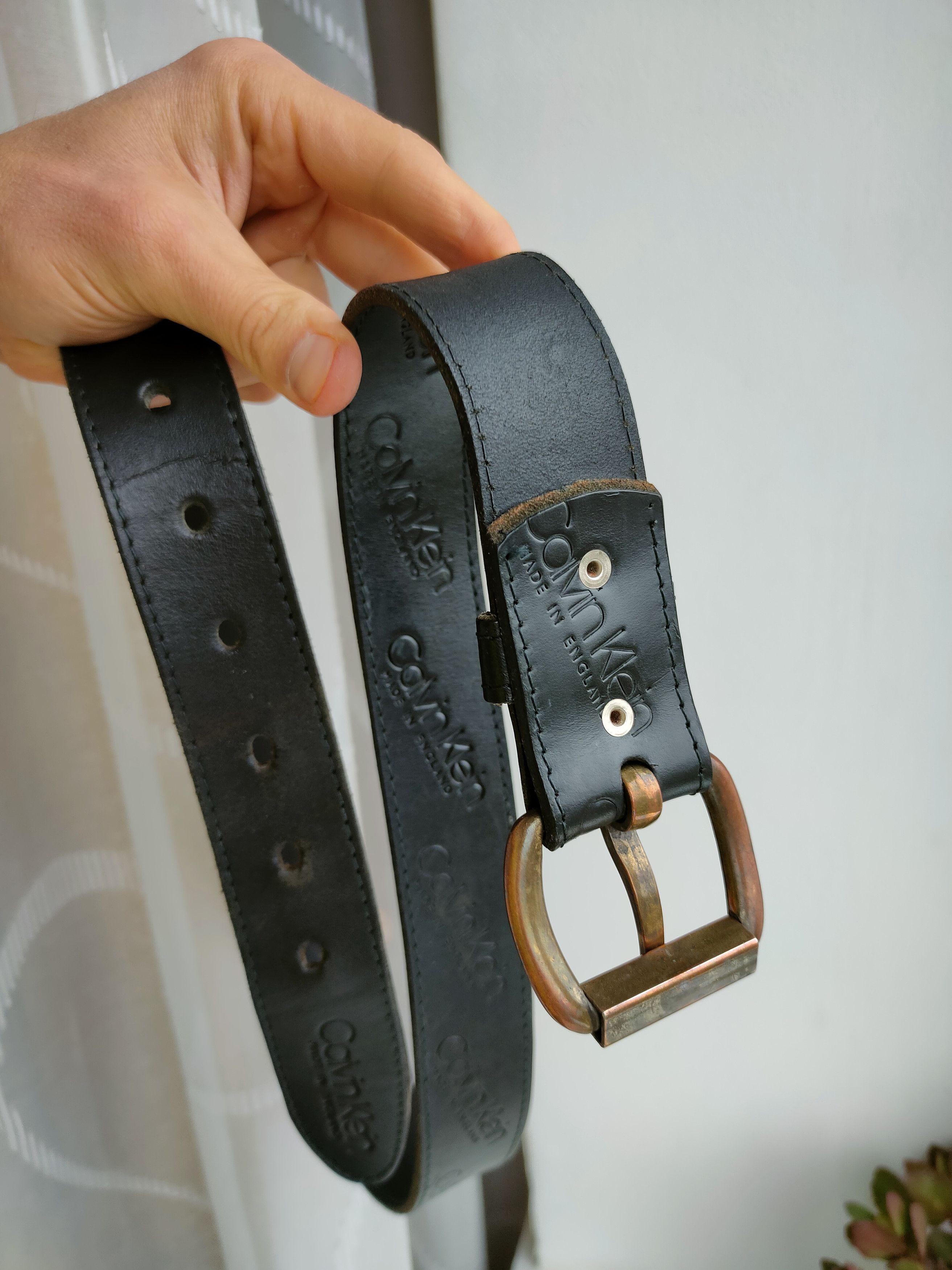 Calvin Klein Vintage Calvin Klein Leather Belt Vintage Made in England Size ONE SIZE - 3 Thumbnail