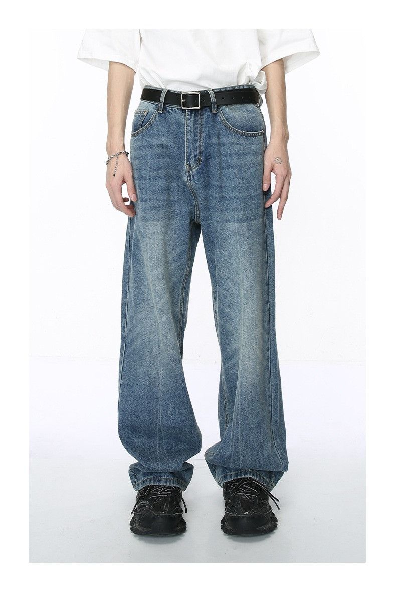 image of Blue Baggy Wide Leg Denim Jeans, Men's (Size 30)