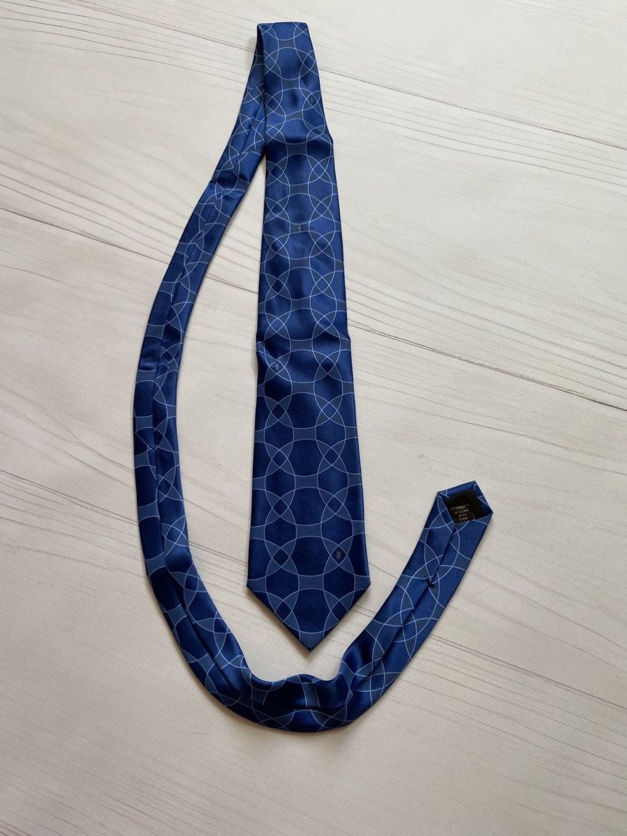 Celine Celine Blue Silk Geometric Pattern Tie Size ONE SIZE - 8 Thumbnail