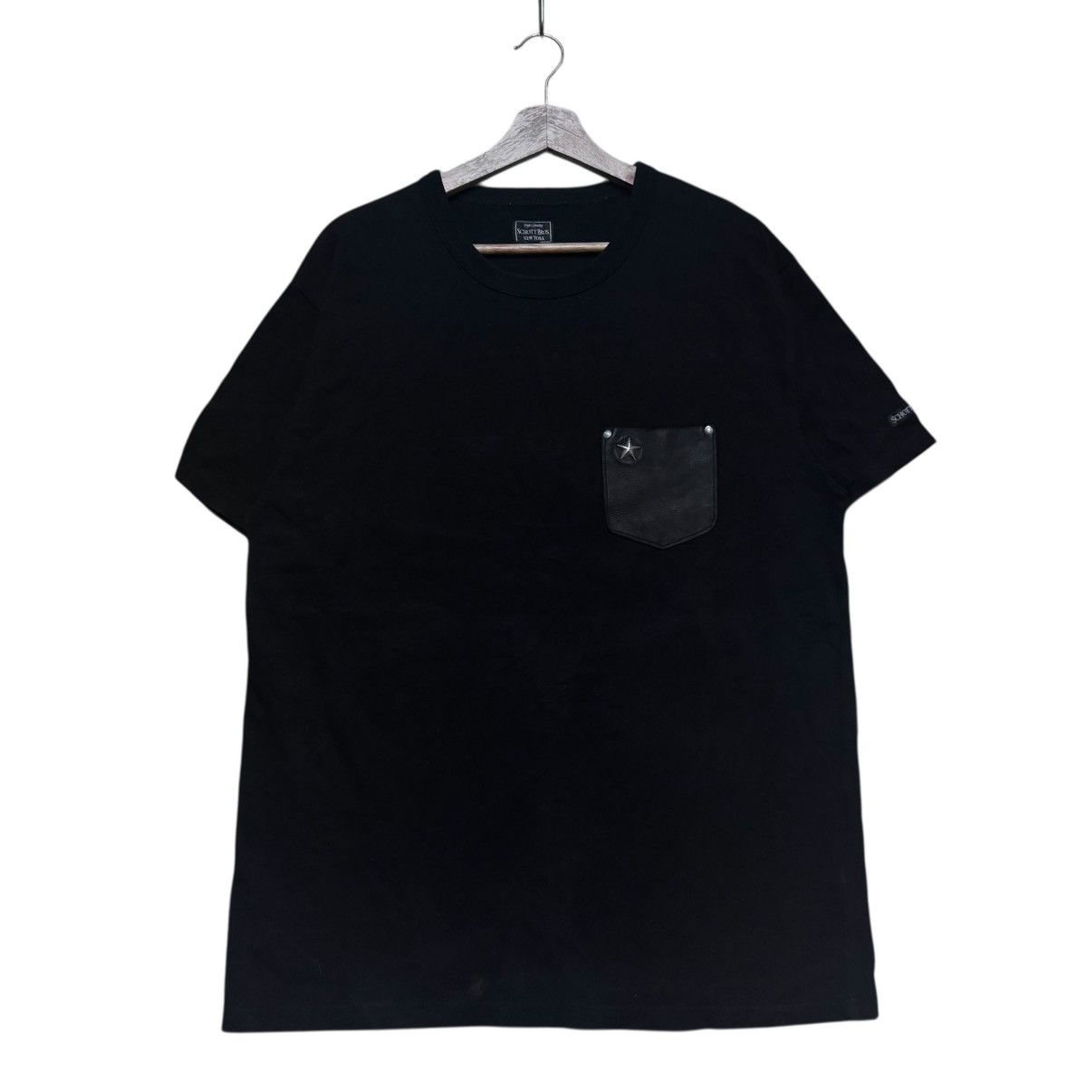 Schott Schott Bros New York Leather Pocket Tee Shirt Size US XL / EU 56 / 4 - 1 Thumbnail