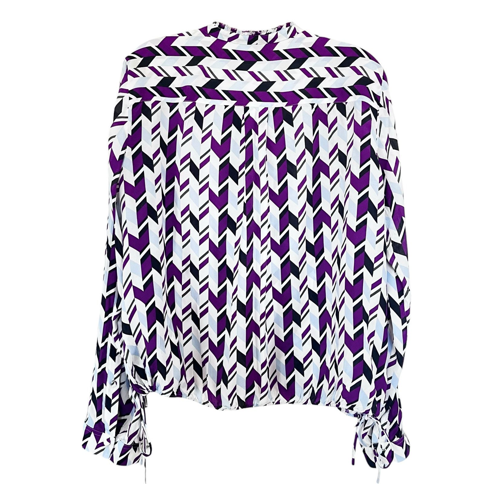 DOROTHEE SCHUMACHER Dorothee Schumacher Purple Geometric Print Fluid Blouse Size L / US 10 / IT 46 - 8 Thumbnail