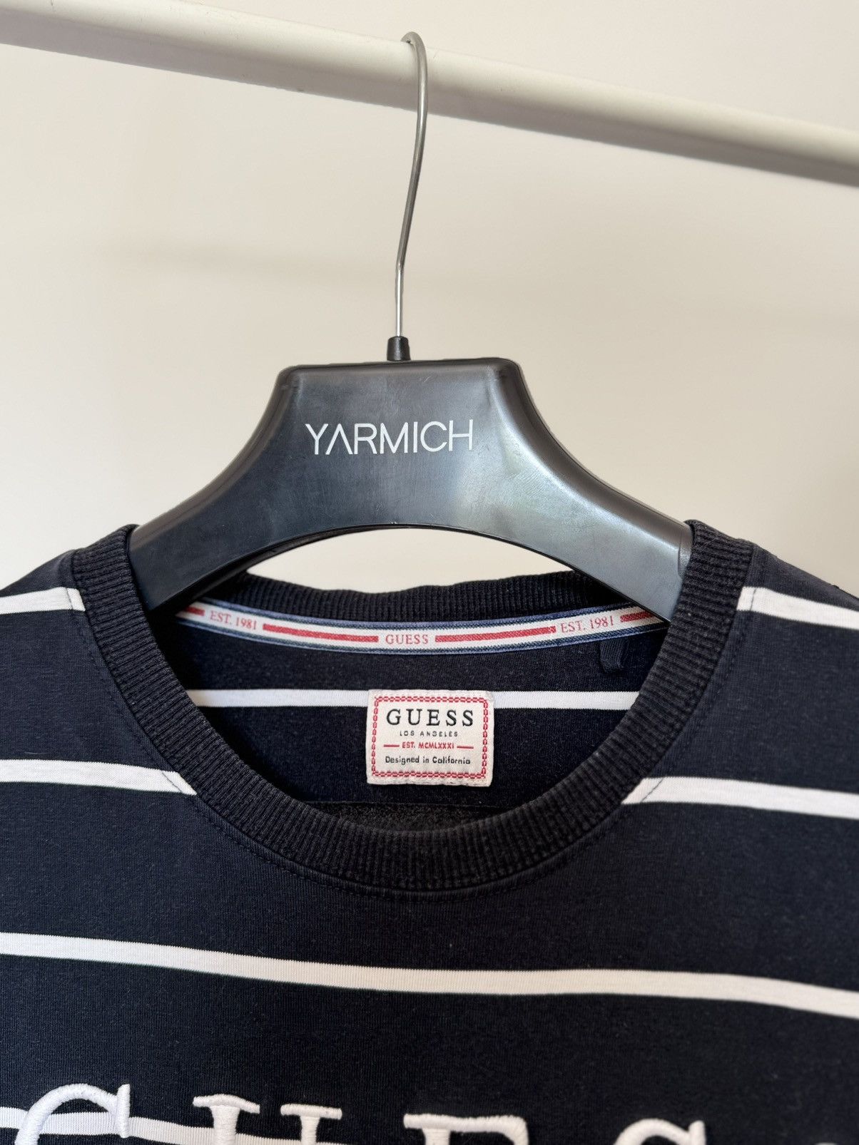 Guess Guess Spellout Embroidered Logo Striped T Shirt Size US M / EU 48-50 / 2 - 3 Thumbnail