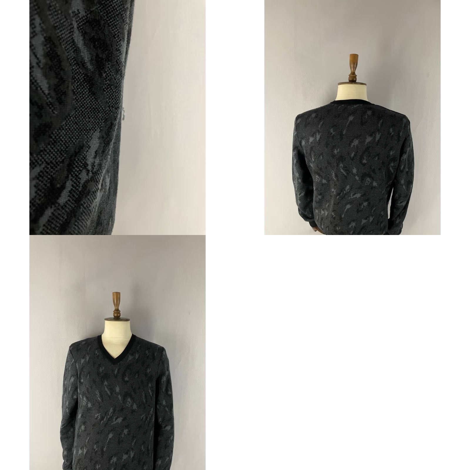 Vintage Versace Collection Mens Sweater XL Black Abstract Print V-Neck Pullover Long Sleeve Regular Fit Knit Logo Pattern Clothing Size US XL / EU 56 / 4 - 10 Thumbnail