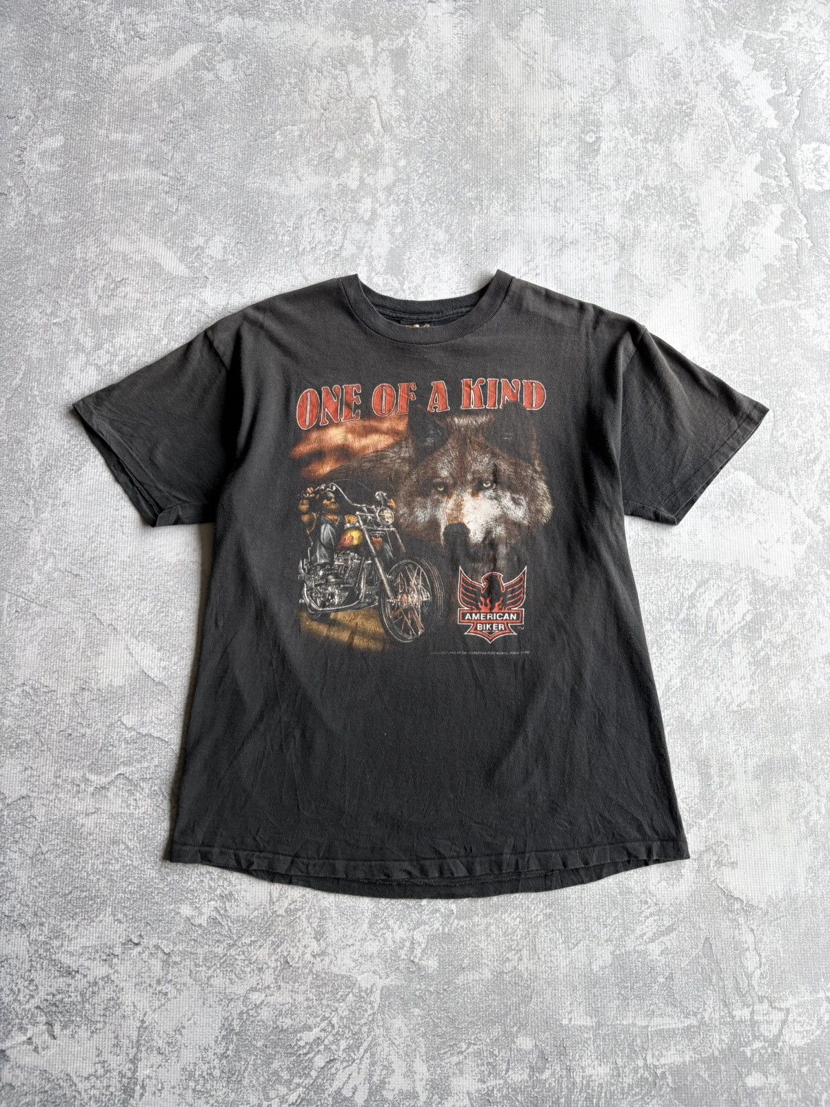 Harley Davidson Vintage 1992 American Biker Wolf 3D Emblem USA Tee Shirt Size US L / EU 52-54 / 3 - 1 Thumbnail