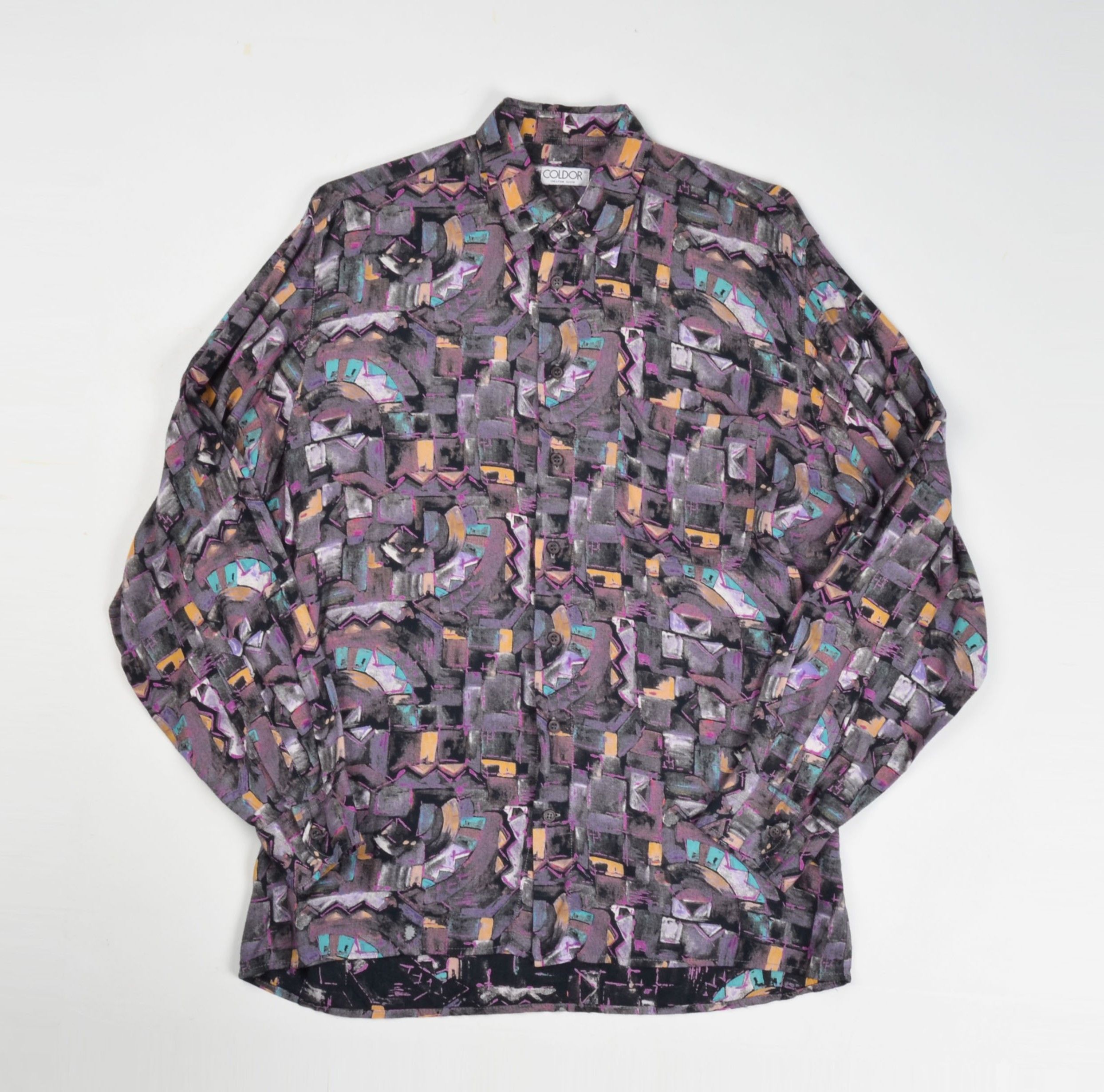 Vintage Vintage 90's Coldor Swiss Abstract Print Long Sleeve Shirt Size US M / EU 48-50 / 2 - 1 Thumbnail