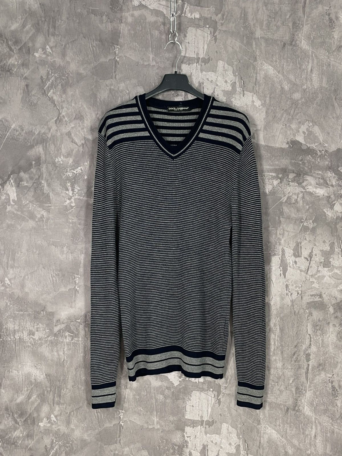 Dolce & Gabbana × Vintage Vintage Dolce Gabbana Chain Y2K Striped Knit Sweater Size US M / EU 48-50 / 2 - 1 Thumbnail