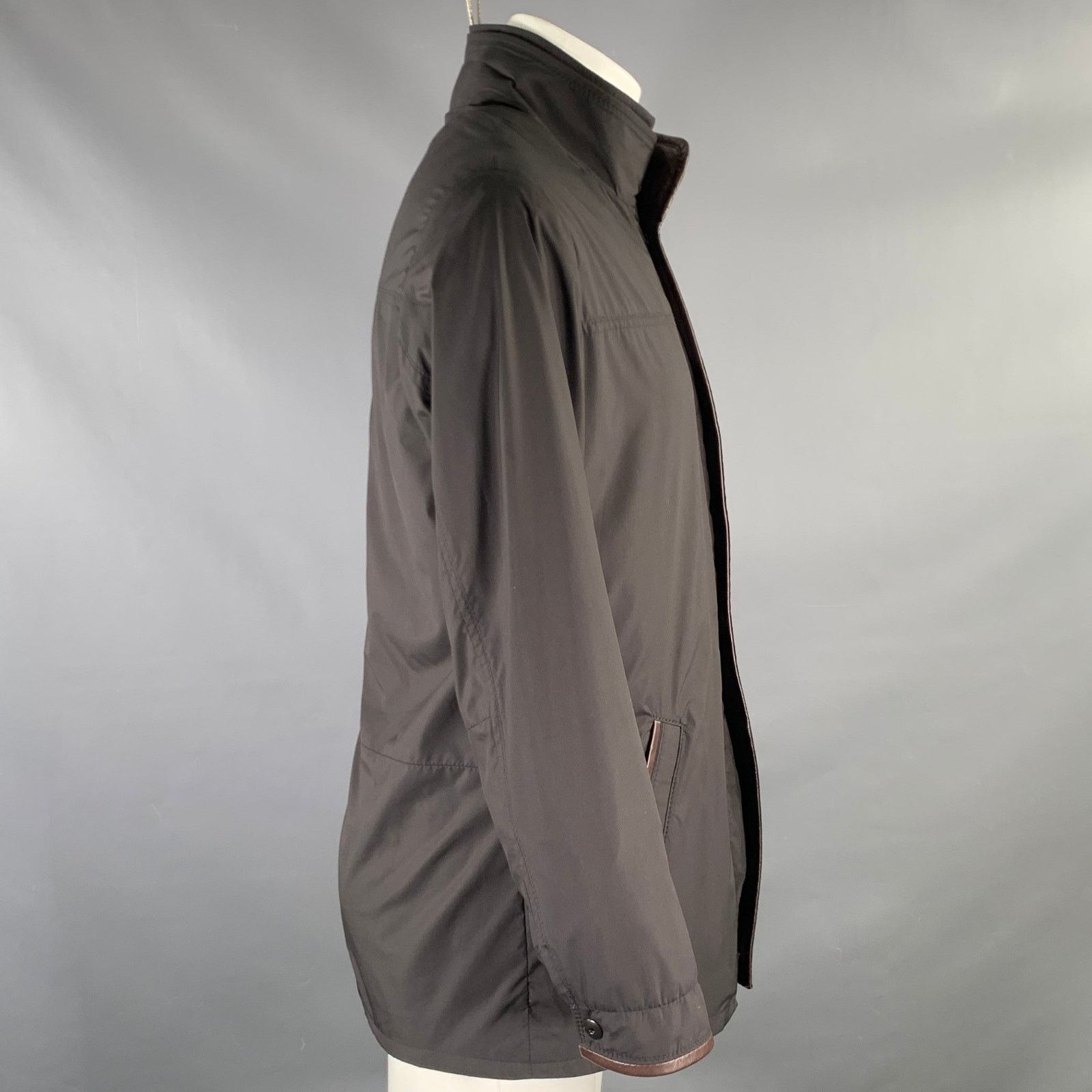 Johnston & Murphy Size S Black Brown Cotton Polyurethane Zip Snaps Jacket Size US S / EU 44-46 / 1 - 3 Thumbnail