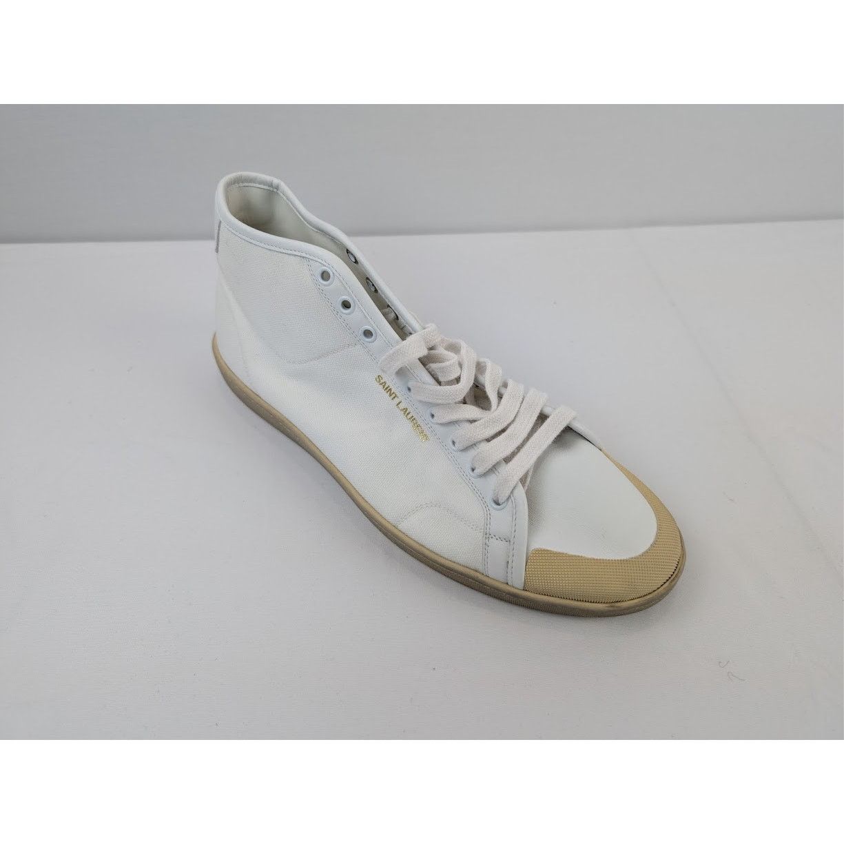 Saint Laurent Paris o1rshd1 Mid-Top Sneakers in Off-White Size US 12 / EU 45 - 4 Thumbnail