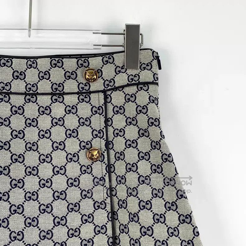 Gucci Gucci Gray logo jacquard full-print cotton casual skirt Size 26" / US 2 / IT 38 - 3 Thumbnail