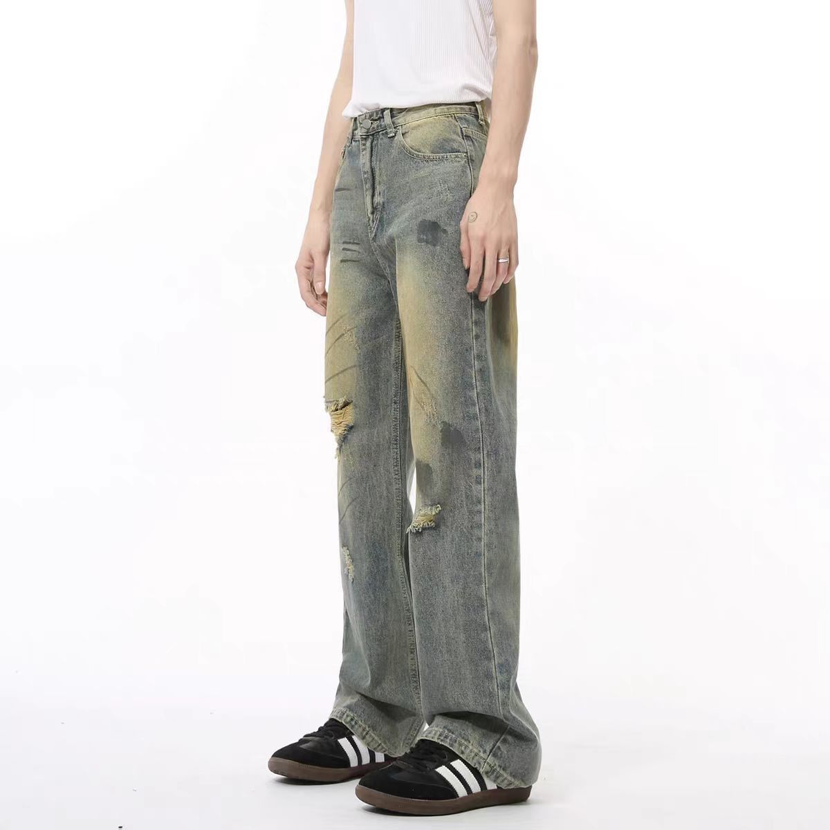 Japanese Brand × Jean Street Graffiti Ripped Straight Jeans Size US 30 / EU 46 - 2 Thumbnail
