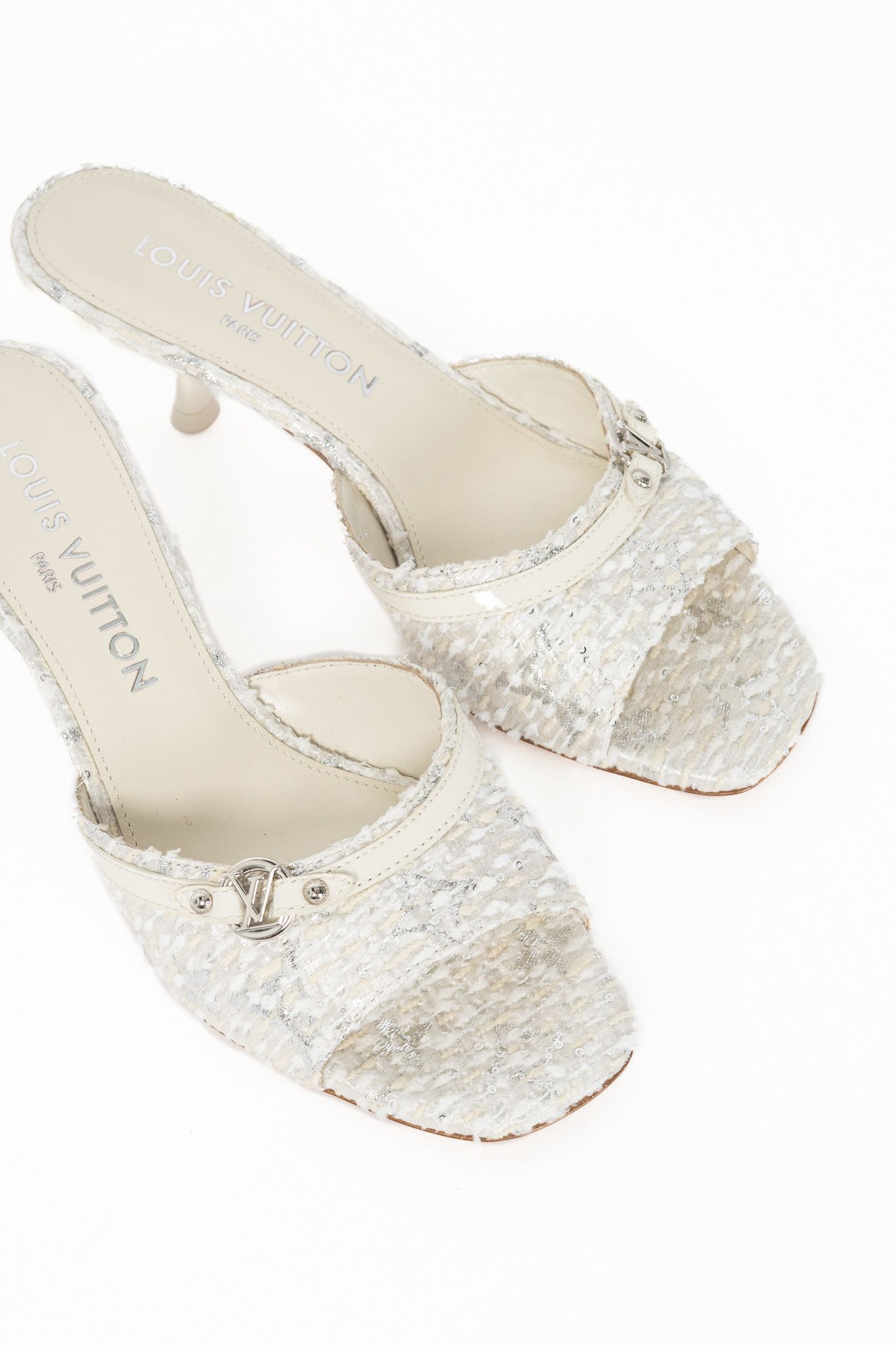 Louis Vuitton Louis Vuitton 6AM Blanc Monogram Tweed Mule Sandals Size US 6.5 / IT 36.5 - 6 Thumbnail