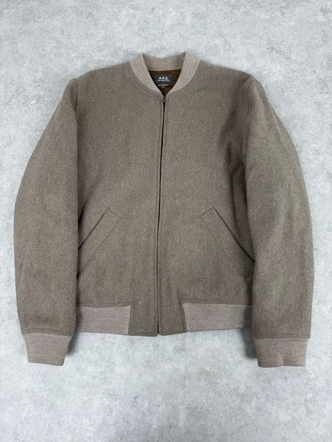 A.P.C. A.P.C. Beige Classy Wool Bomber Jacket Size US M / EU 48-50 / 2 - 1 Thumbnail