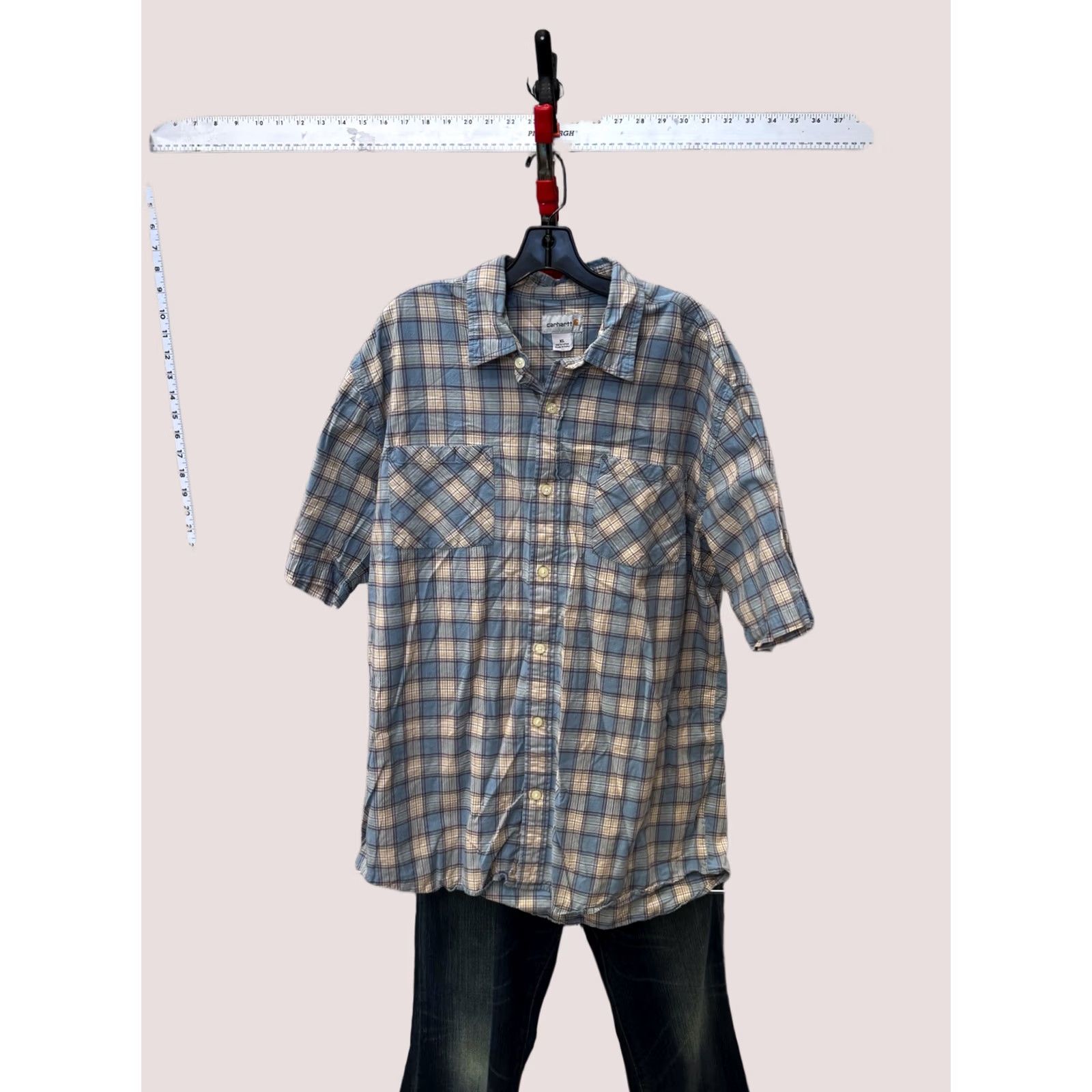 Carhartt Carhartt Shirt XL Extra Large Plaid Pocket Short Sleeve Button Up Multicolor Mens Size US XL / EU 56 / 4 - 1 Thumbnail