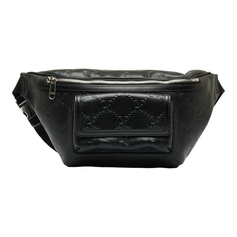 Gucci Gg Embossed Waist Bag Body Bag Shoulder Bag Black Leather