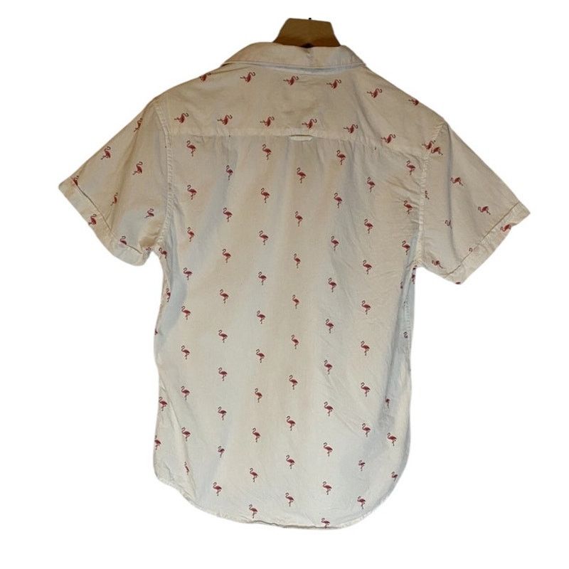 Other Denim & Flower White Flamingo Print Short Sleeve Button Up Size US M / EU 48-50 / 2 - 3 Thumbnail