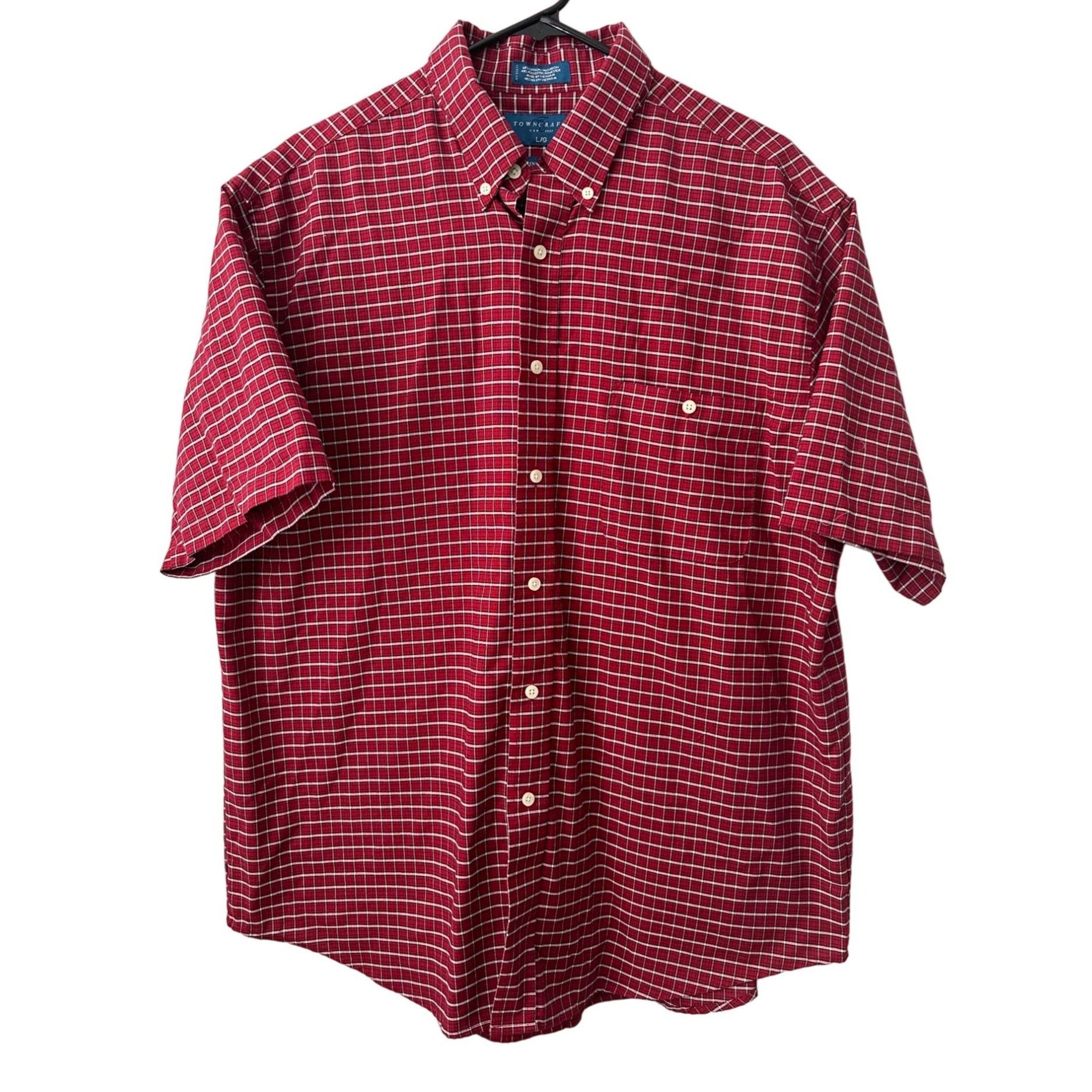 Towncraft Towncraft Mens Shirt Large Red White Black Checks Button Dow ...