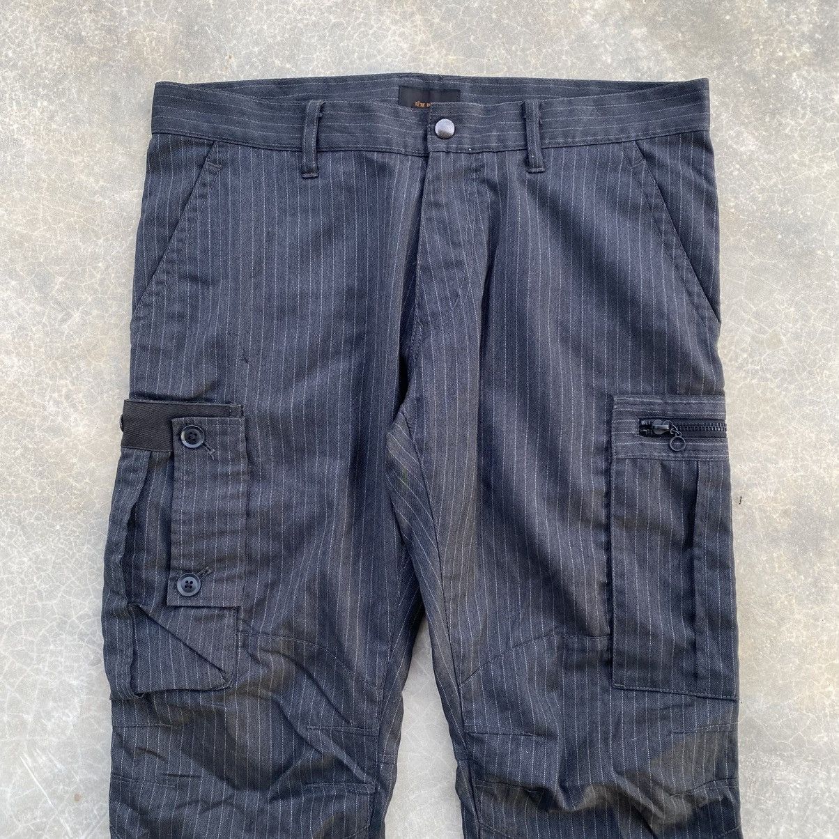 Tete Homme TETE HOMME Hickory Stripe Cargo Flare Pants Size US 32 / EU 48 - 4 Thumbnail
