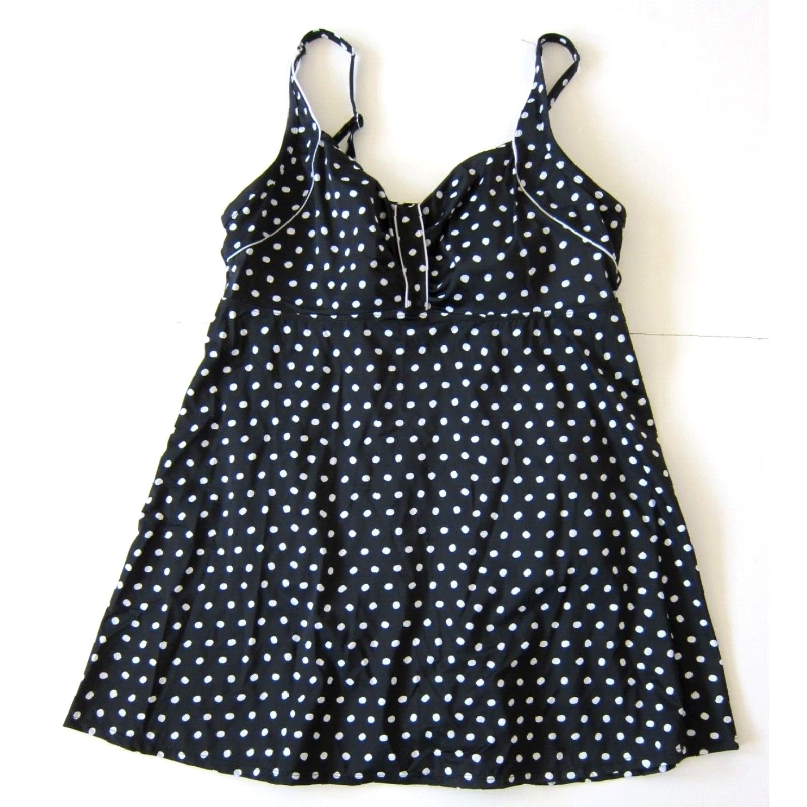 Vintage VINTAGE Roaman's Black White Polka Dot Built in Bra Slimming Swimsuit Dress Women 22W Size 3XL / US 20-22 - 2 Thumbnail