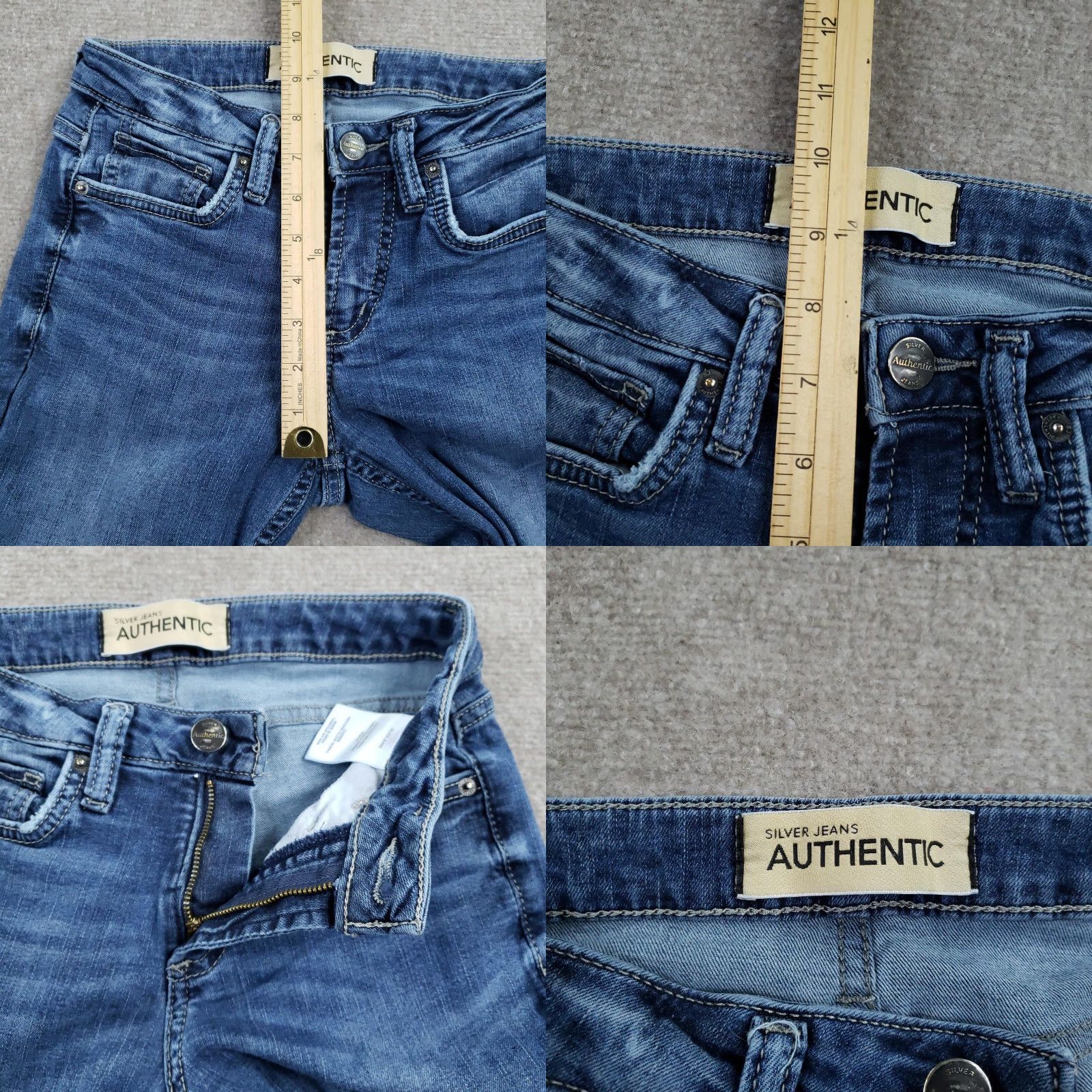 Silver Jeans Co. Silver Jeans Womens Jeans Curvy Mid Skinny Mid Rise Blue 24x29 Stretch Denim Slim Zip Button Logo Pockets Size 42" / US 20 - 8 Thumbnail