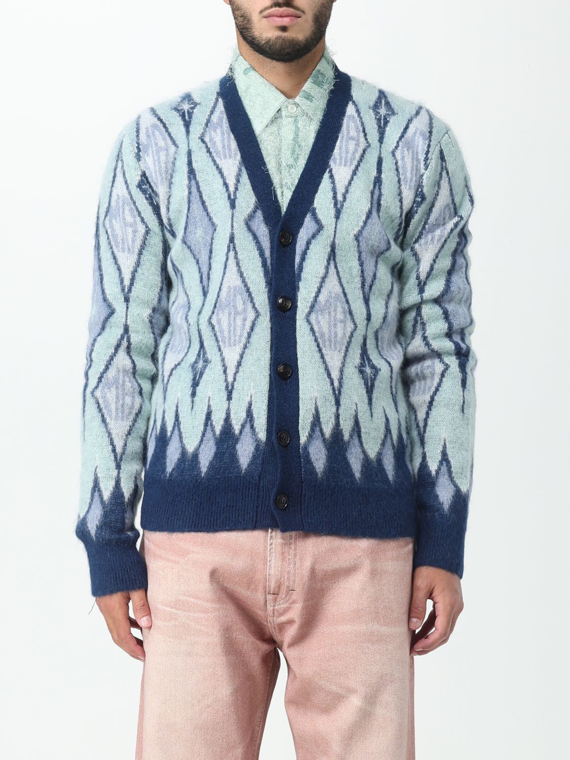 image of Amiri Cardigan Men Gnawed Blue (Size Small)