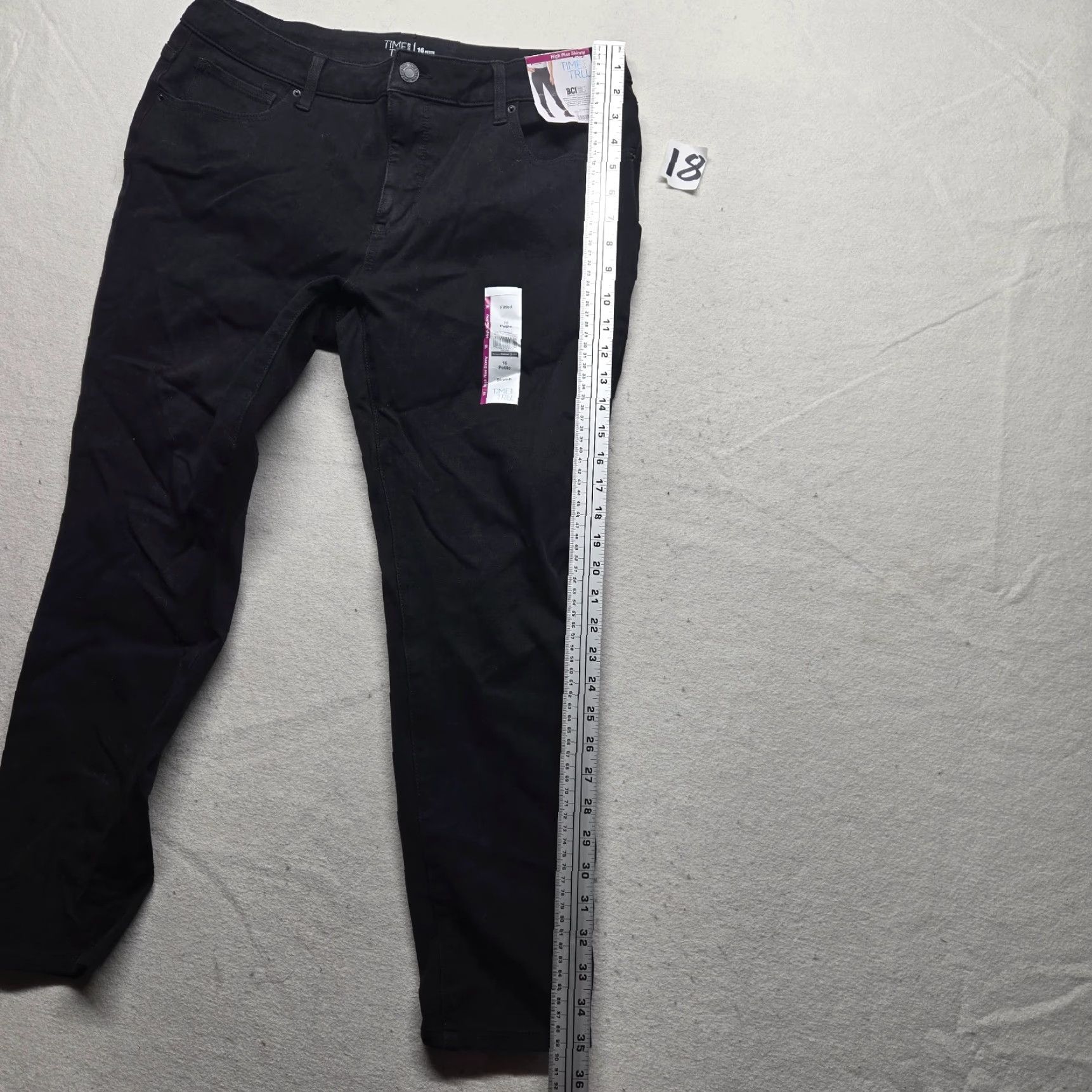Vintage Time and Tru Jeans Women's 16 Petite Black High Rise Skinny Denim Pantss Size 38" / US 16 / IT 52 - 7 Thumbnail
