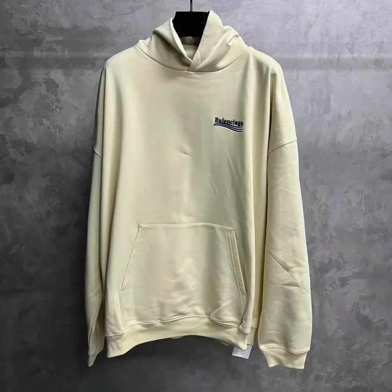 Balenciaga Balenciaga Light beige solid monogrammed pullover hoodie Size US L / EU 52-54 / 3 - 1 Thumbnail