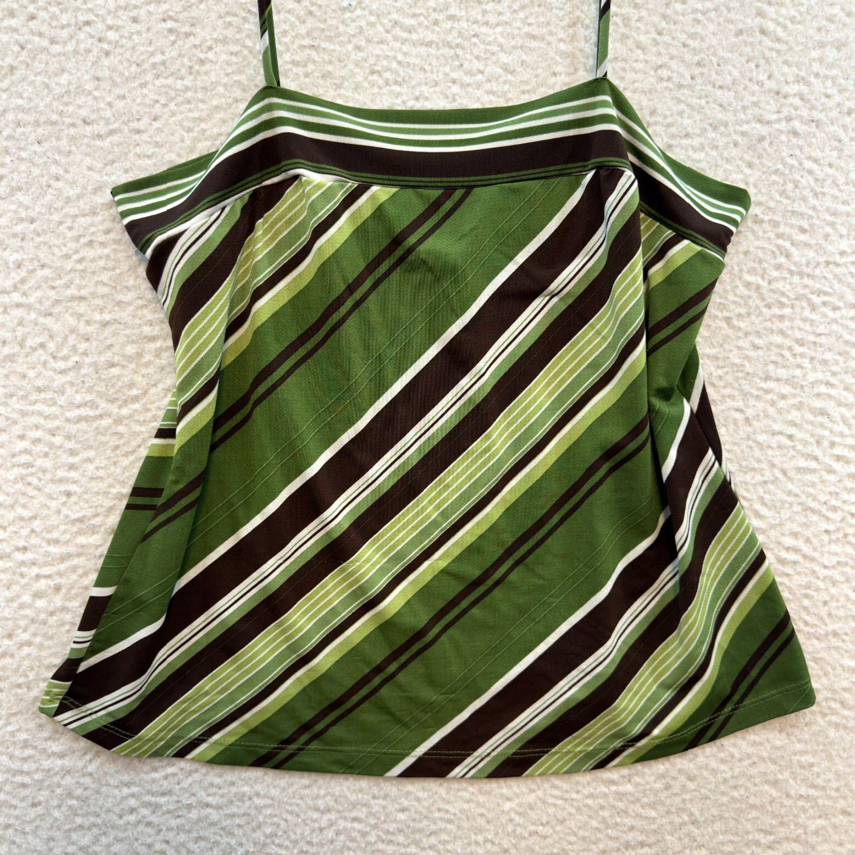 Vintage VINTAGE 90s Y2K Camisole Top XL Green Brown Striped Boho Fairy Grunge Whimsigoth Shirt Mens Girls Womens Size XL / US 12-14 / IT 48-50 - 3 Thumbnail