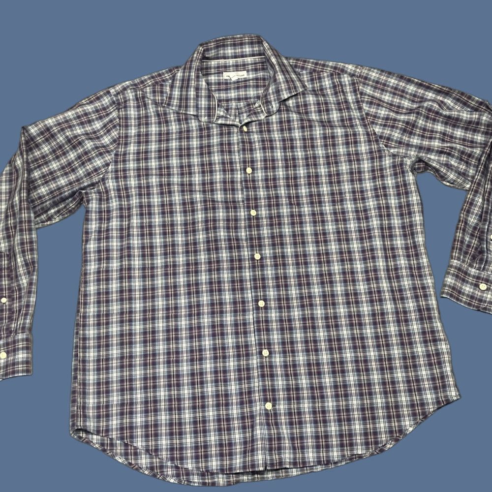 Peter Millar PETER MILLAR Purple Check Long Sleeve Button-Down Shirt XL Mens Button-Up Cotton Size US XL / EU 56 / 4 - 1 Thumbnail