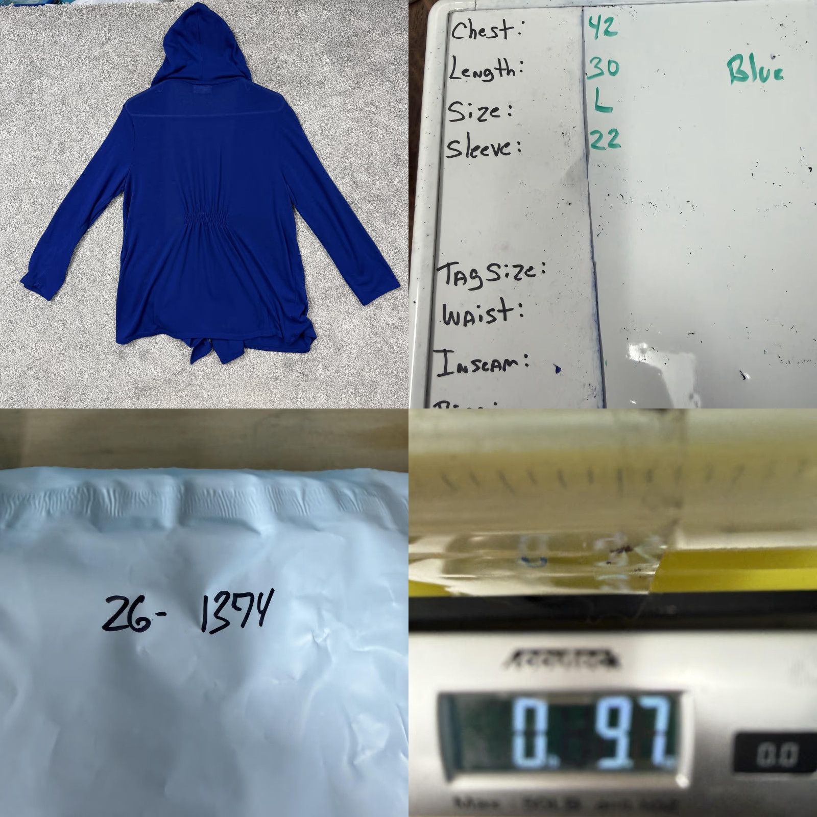 Vintage Fashion Bug Cardigan Women L Blue Hooded Lightweight Open Front Jersey Sweater Solid Womens Size L / US 10 / IT 46 - 8 Thumbnail