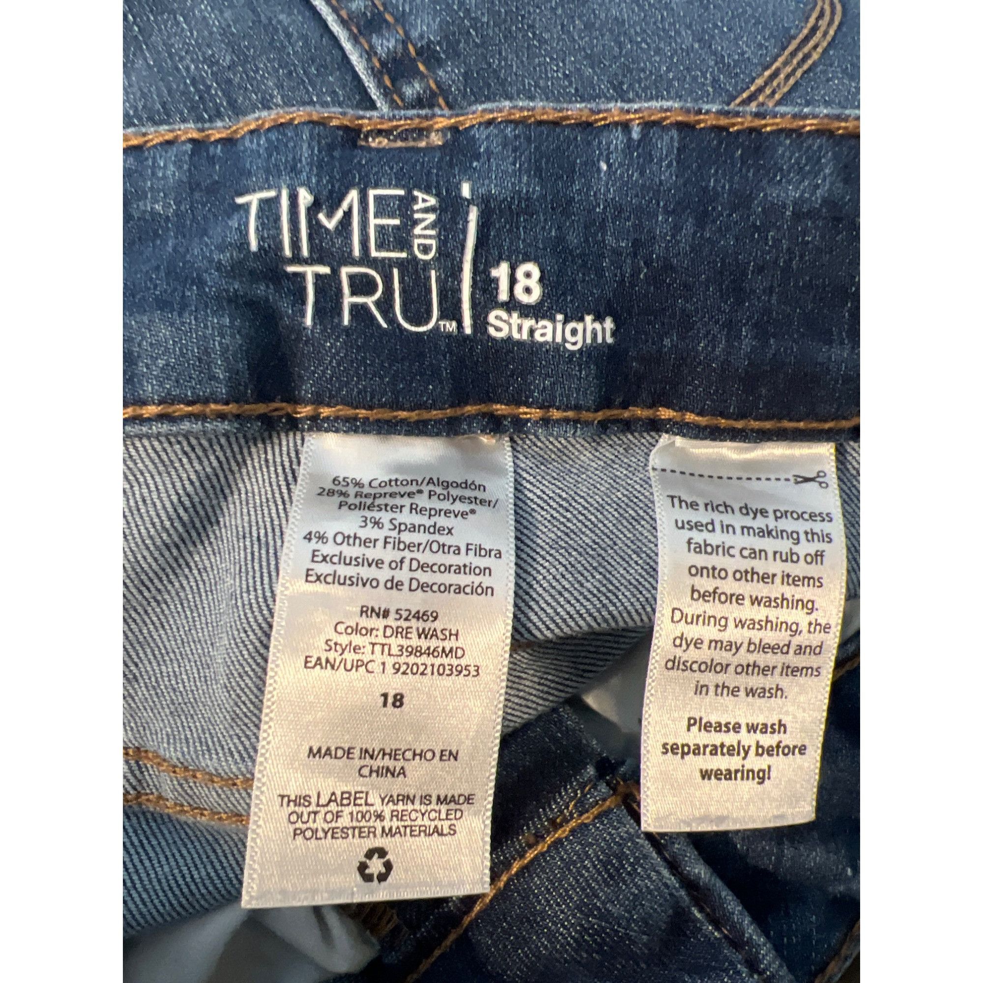 Other Time & Tru Distressed Straight Blue Jeans Denim Plus Size 18 Size 40" / US 18 - 6 Thumbnail
