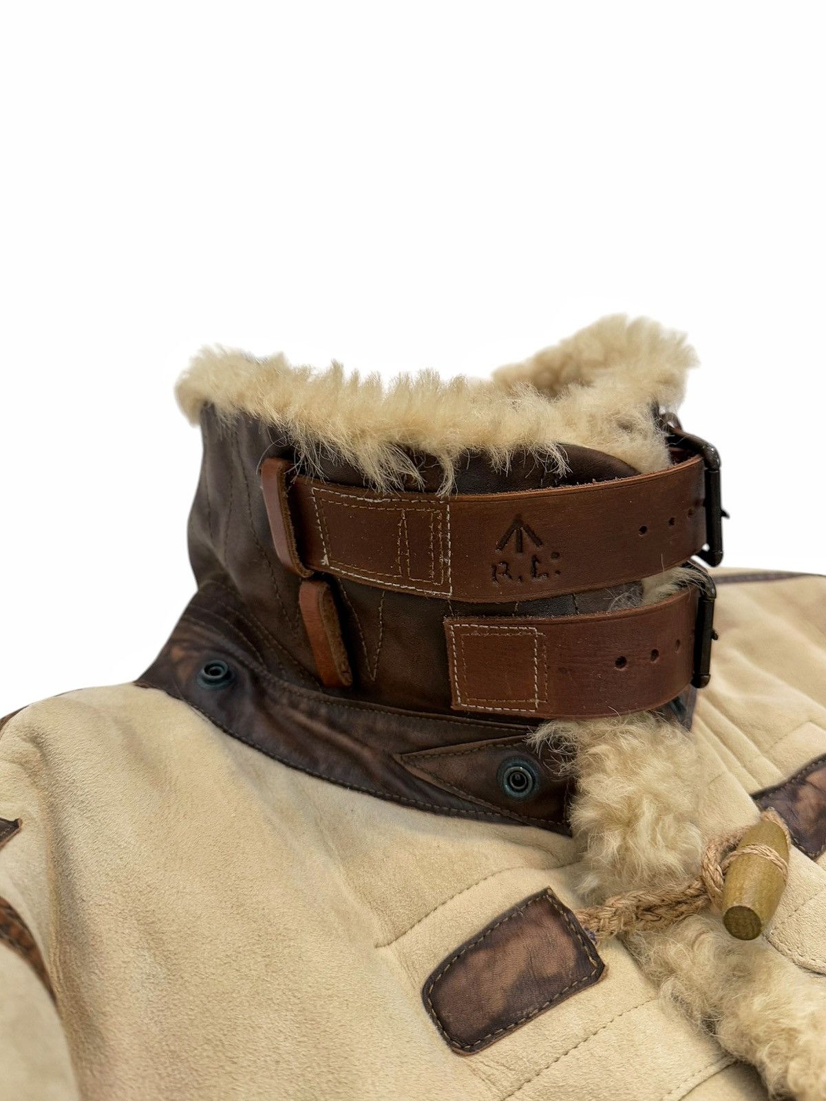Polo Ralph Lauren Sample Shearling Leather Duffle Flight Coat Size US M / EU 48-50 / 2 - 14 Thumbnail