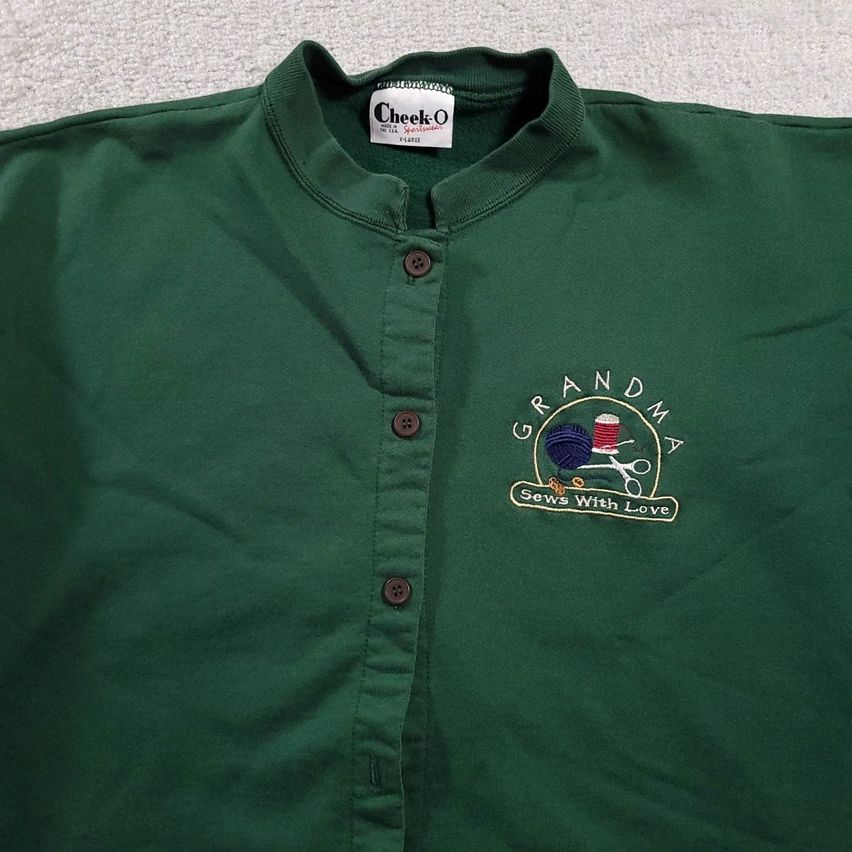 Vintage VINTAGE Cheek-O Sportswear Embroidered Grandma Sews With Love XL Green Button-Up Shirt Womens XXL? Size XL / US 12-14 / IT 48-50 - 7 Thumbnail