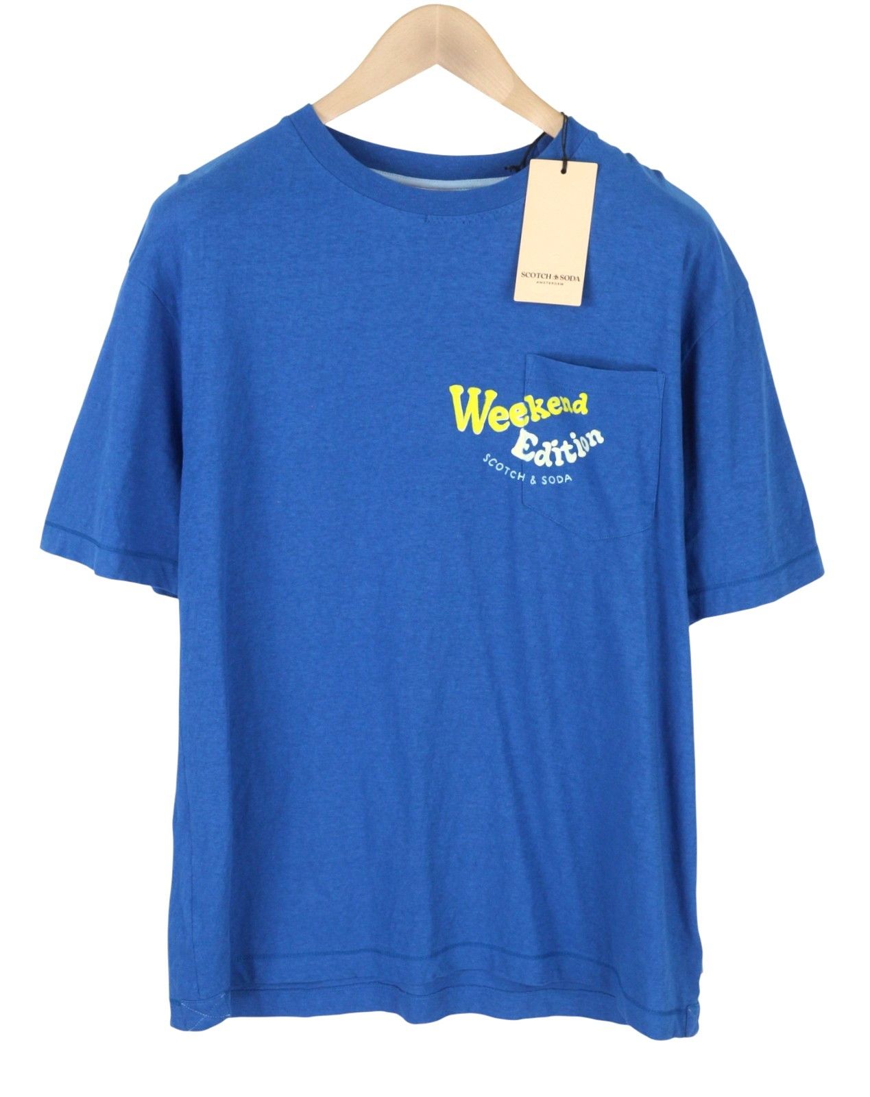 Scotch & Soda M Blue Cotton Linen Tricot T-Shirt 88588 Size US M / EU 48-50 / 2 - 1 Thumbnail