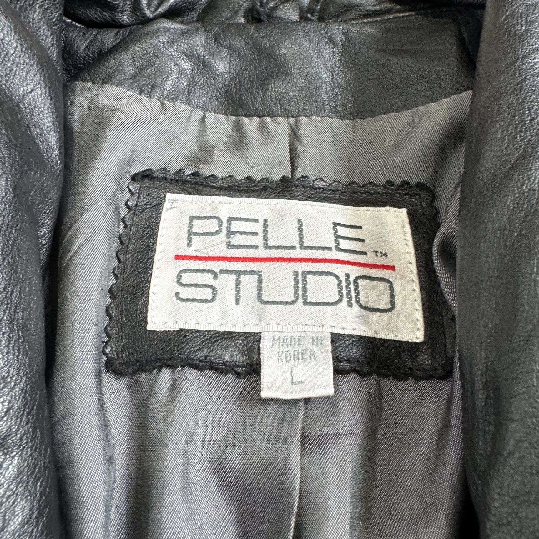Vintage VINTAGE 90s Pelle Studio Leather Trench Coat Double Breasted Belted Jacket Men L Black Size US L / EU 52-54 / 3 - 4 Thumbnail