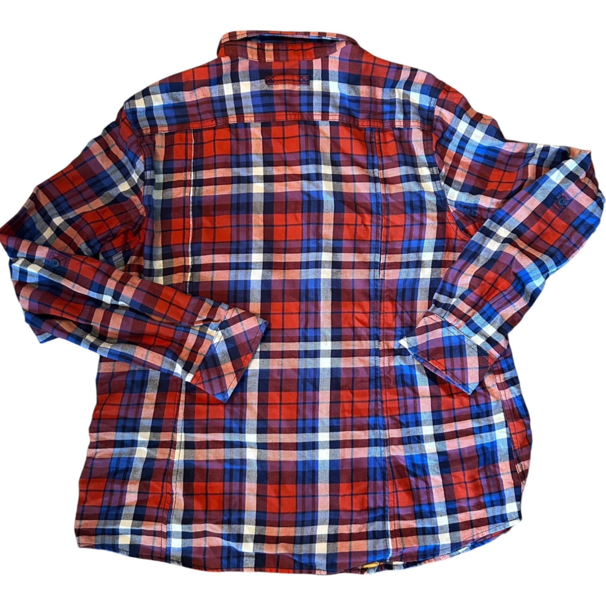 Duluth Trading Company Duluth Trading Orange & Blue Plaid Flannel Button Up XL Size US XL / EU 56 / 4 - 5 Thumbnail