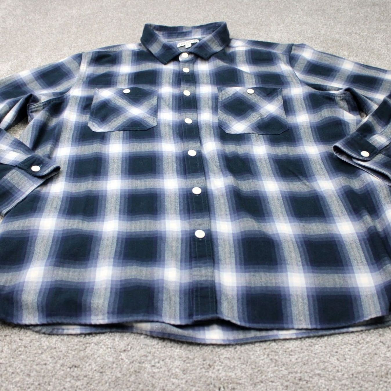Frye Frye & Co Shirt Mens 2XLT XXL-Tall Blue Plaid Flannel Long Sleeve Button Up Size US XXL / EU 58 / 5 - 3 Thumbnail