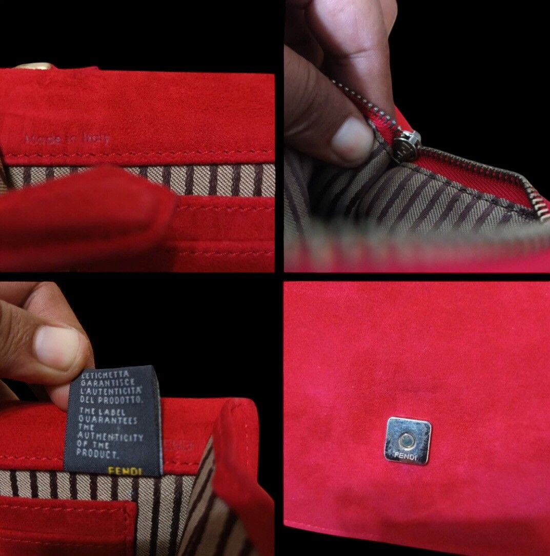 Fendi 💯FENDI ROMA Chain WOC/Clutch Shoulder Leather Red Purse Bag Size ONE SIZE - 9 Thumbnail